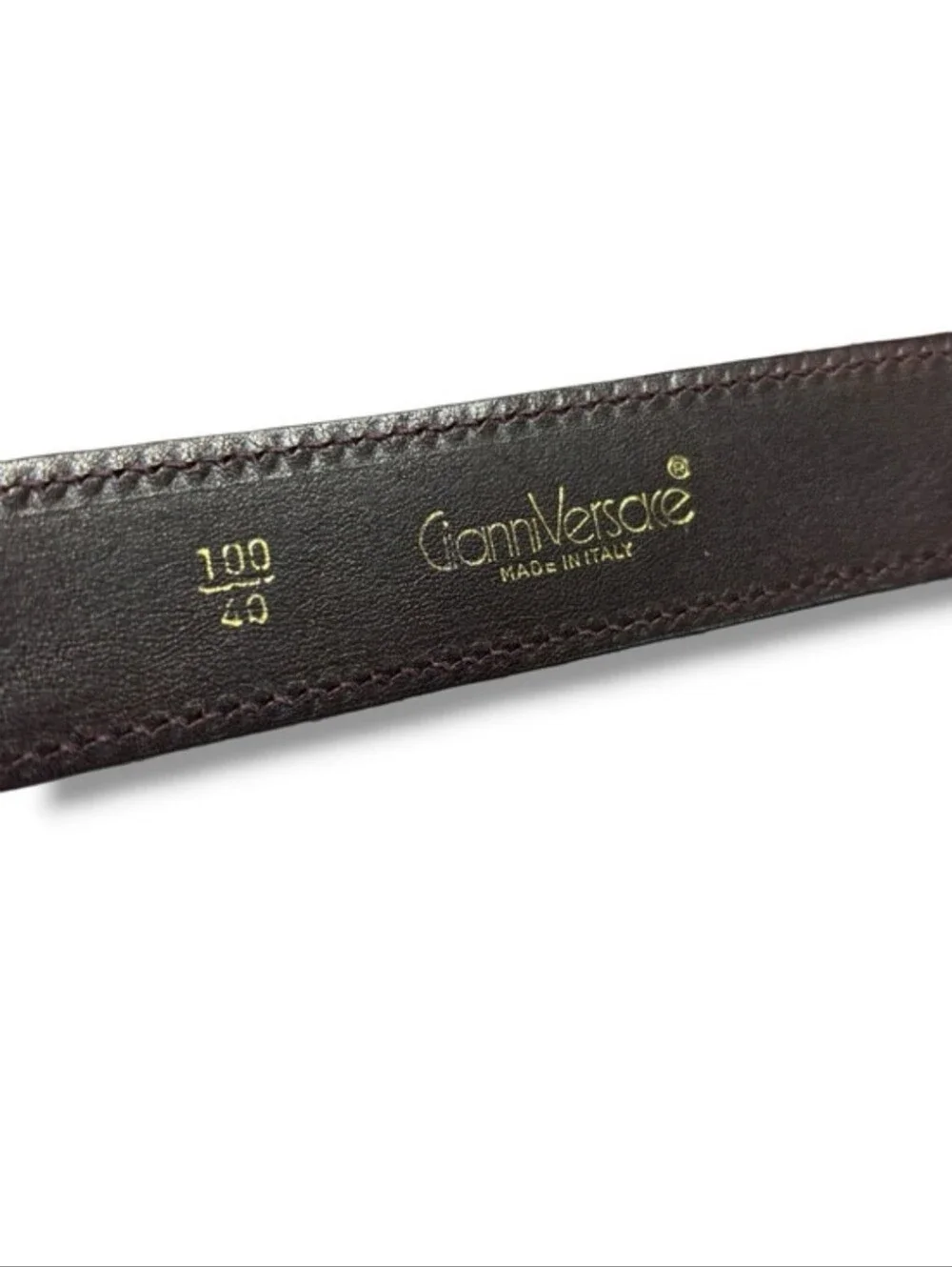 GIANNI VERSACE Dark Brown Minimalist Stud Belt Size 40 VINTAGE 90sVINTAGE 1990